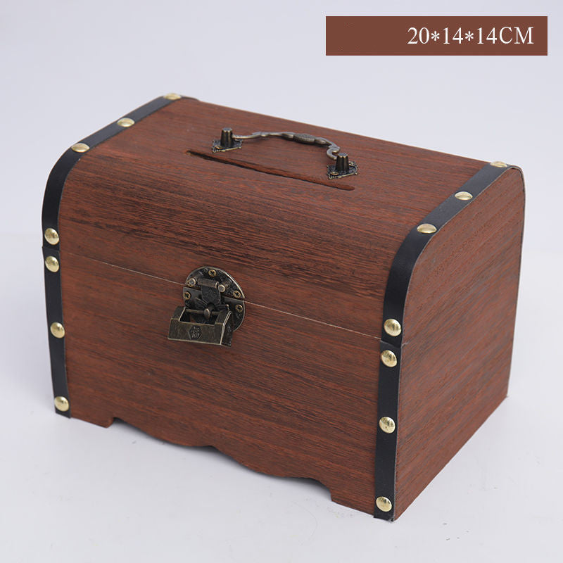 Retro Treasure Box Wooden Box Piggy Bank