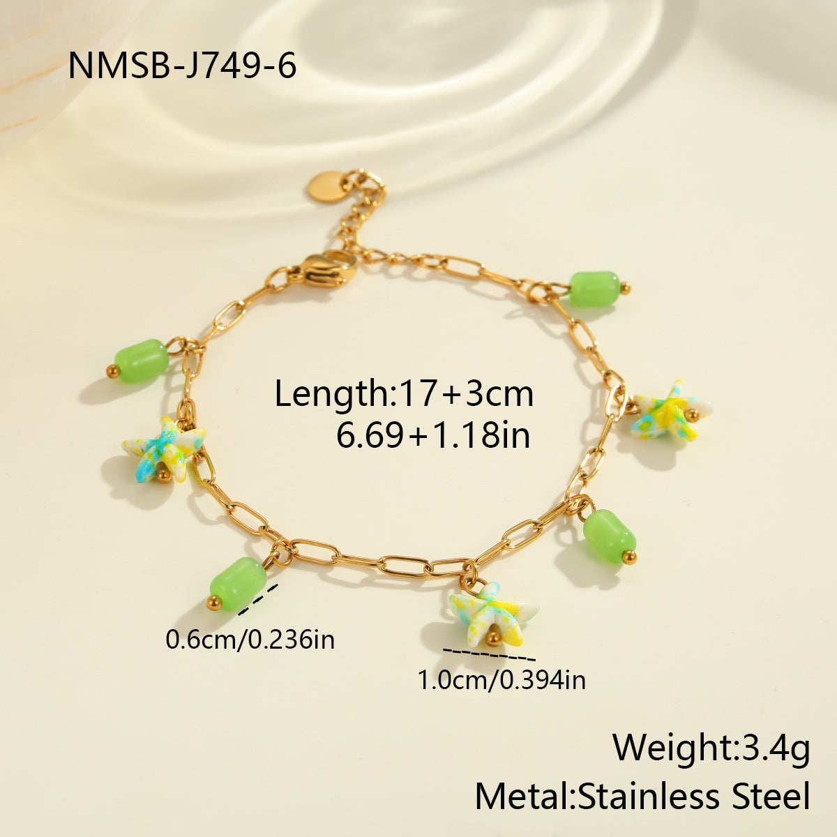 Colorful Starfish Stainless Steel Necklace Non-fading Ocean Style Bracelet