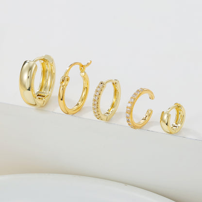 Simple Glossy Round Ring Earrings Suit