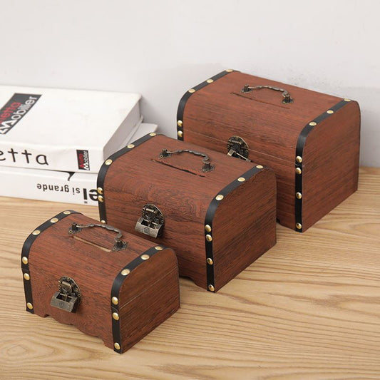 Retro Treasure Box Wooden Box Piggy Bank