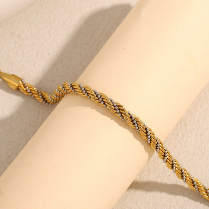 Retro Aloofness Style Hand Jewelry Stainless Steel 18K Gold Plating Twist Beads Winding Chain