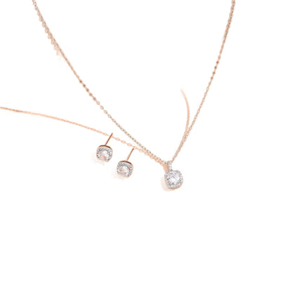 Female Minimalist Niche Square Diamond Necklace Earring Set