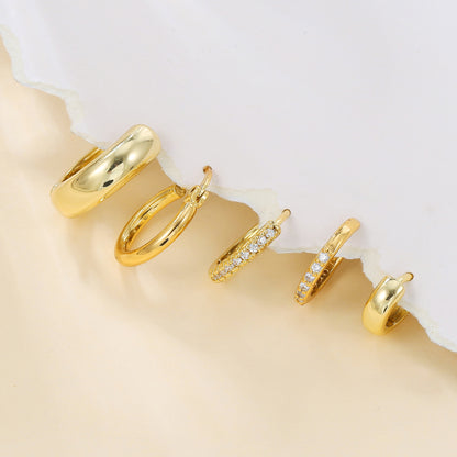 Simple Glossy Round Ring Earrings Suit