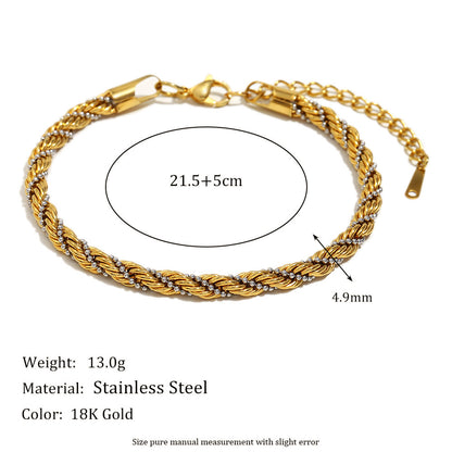 Retro Aloofness Style Hand Jewelry Stainless Steel 18K Gold Plating Twist Beads Winding Chain